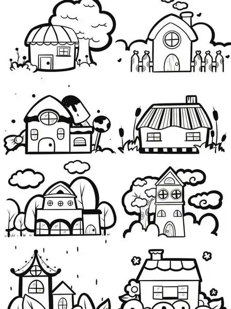 的小房子和建筑造型怎么教孩子简单画房子简笔画儿童简笔画房子的画法