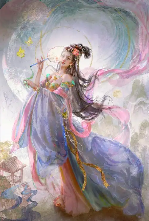 厚涂古风人物 仕女图