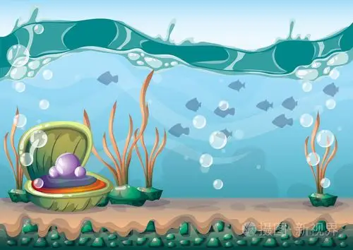 卡通矢量水下背景分离层为游戏艺术和动画