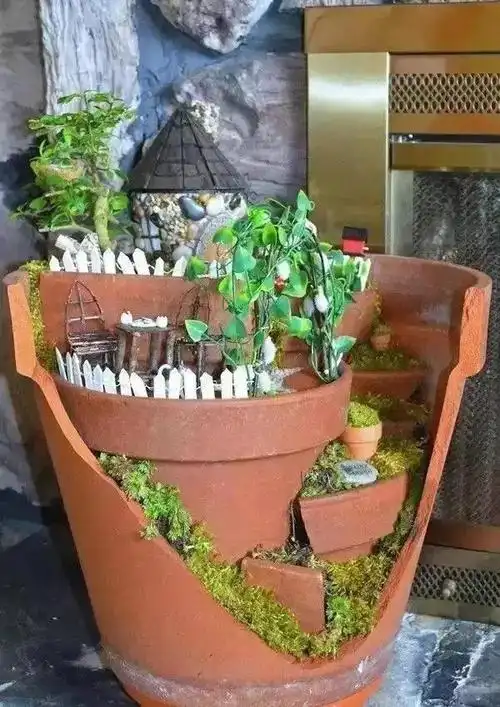 23款手工破罐花盆景观,以后还是别摔了,破罐子留着还有用呢