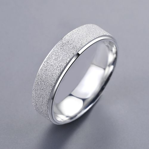 999足银6mm磨砂戒指男 纯银单身尾戒男士戒银闭口食指白银素圈潮