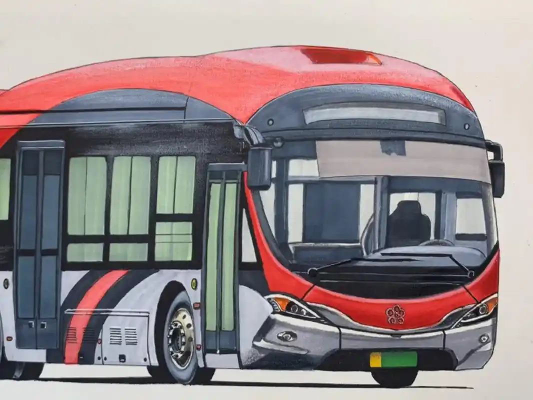 手绘公交车