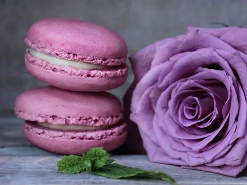 马卡龙,食物,紫玫瑰 4k