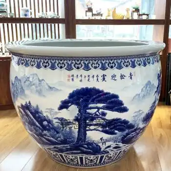 水缸 养鱼古法养鱼庭院睡莲荷花缸景德镇陶瓷大缸庭院锦鲤养鱼缸特大