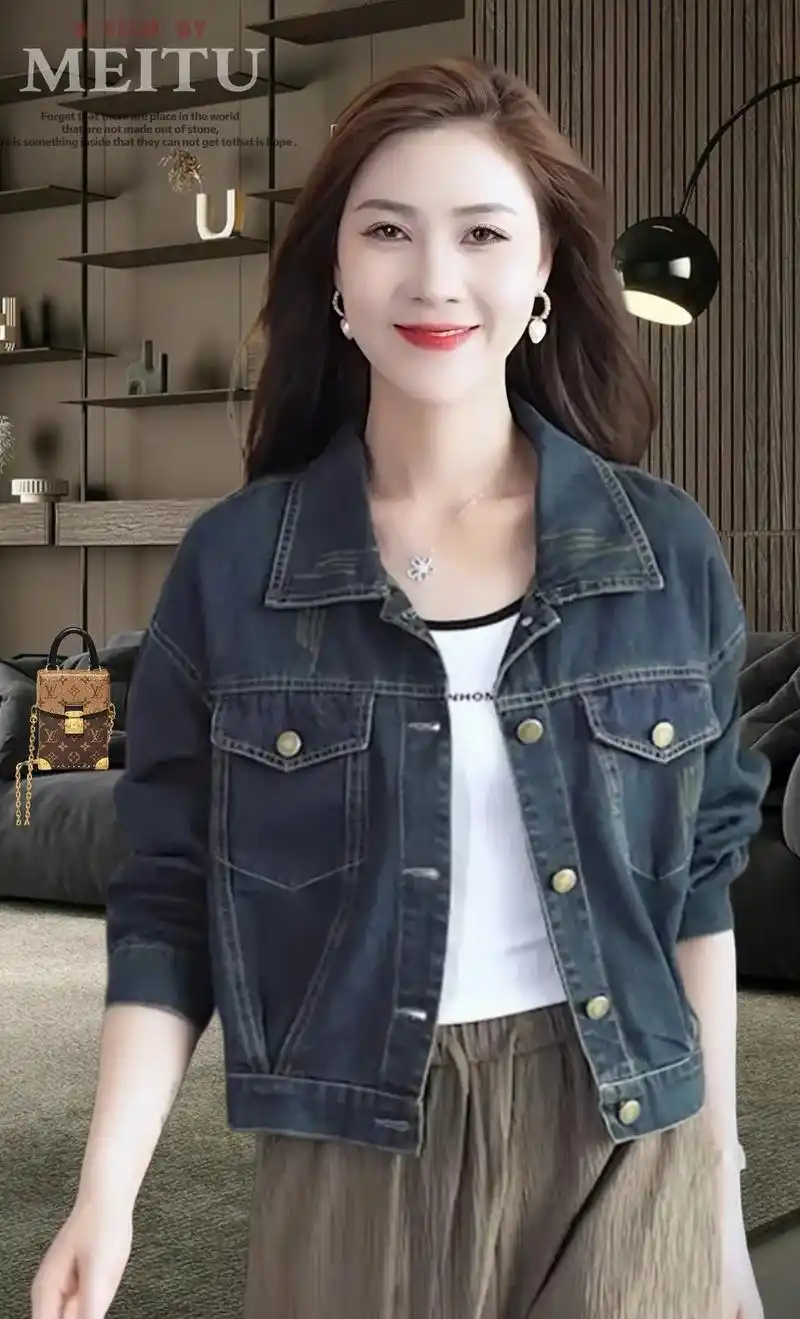 春季短款牛仔上衣外套洋气复古百搭显瘦夹克韩版时尚休闲,春季新 - 抖
