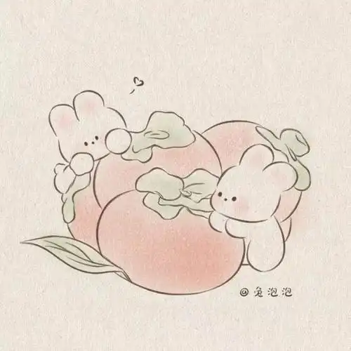 手绘可爱简笔画附教程98吃柿子喽