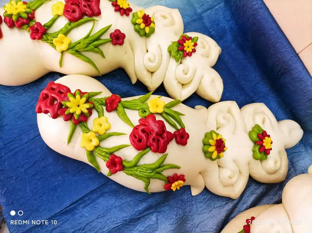 百岁纪念花饽饽  #花样面食 #纯手工制作美食 #中式蛋糕  - 抖音