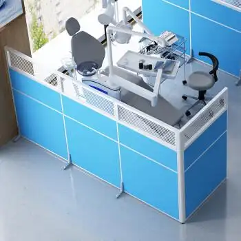 简约口腔牙科诊所玻璃屏风隔断办公室车间可移动折叠屏风挡板 l型蓝色