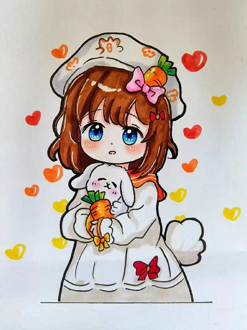 一起学画画 #q版人物 #动漫手绘 # - 抖音