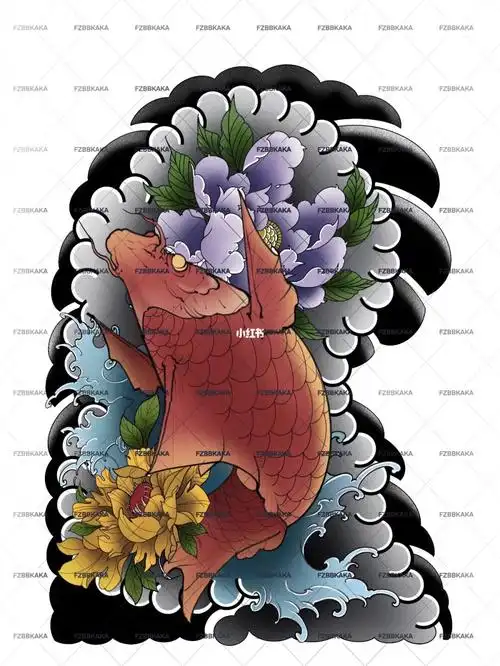 fzbbkaka鲤鱼95牡丹96#纹身  #刺青  #传统纹身  #半甲纹身