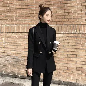 黑色短款小西装毛呢外套女冬加厚新款高端职业上衣小个子羊绒外套