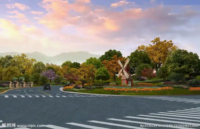 道路交叉路口景观节点风车设计图__景观设计_环境设计_设计图库_昵图