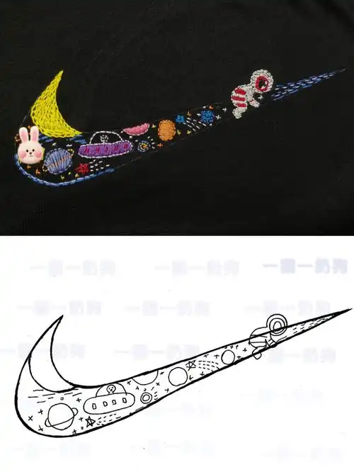 nike刺绣客单分享附图纸和绣法