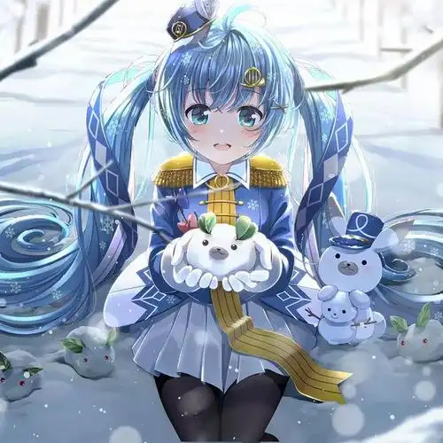 初音未来#   雪初音   画师:のの.