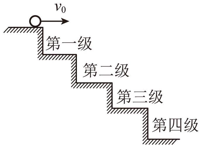 增大小球的水平速度,下落时间一定变大 抛出的小球将落在第五级台阶