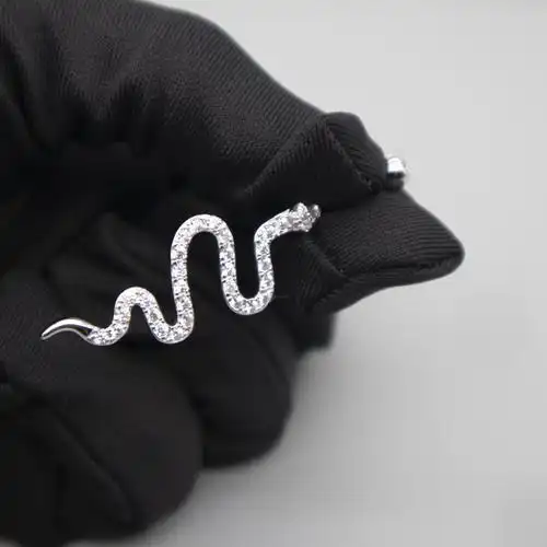 源璐蛇肚脐钉欧美精美性感满钻锆石长蛇肚脐环美女街头 杆长10mm粗1.