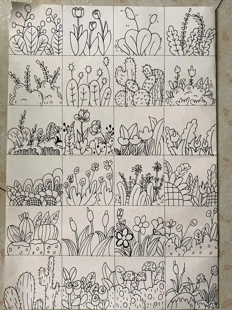 24个植物简笔画 24个植物草丛简笔画来啦  线条流畅度还在学习中 大家