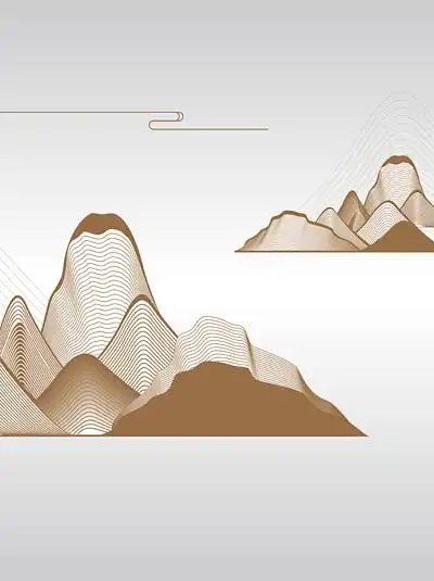 中式 i>简 /i> i>洁 /i>线条山水画
