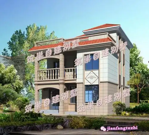 分享一款半封闭阳台 露台农村三层房屋设计图片,外观爽朗大气