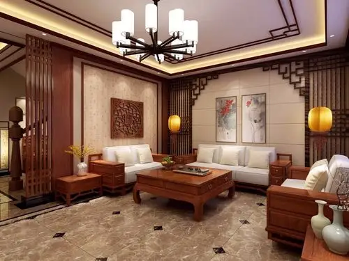 中式红木家具300平米别墅装修效果图_曹亚丽设计作品 - 设计圈