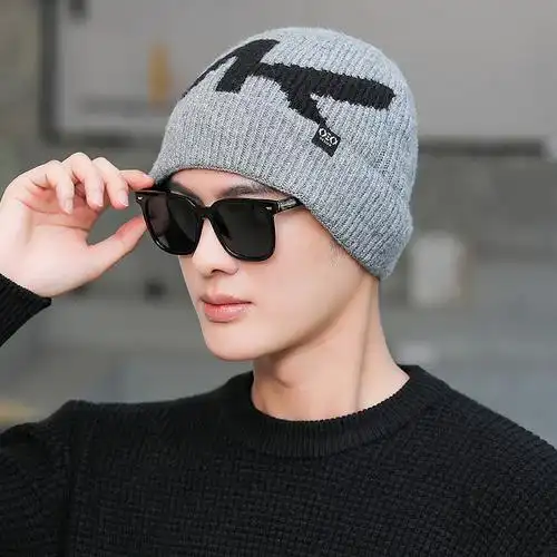 帽子男冬季针织帽潮骑行防寒冷帽护耳加厚保暖加绒棉毛线帽-阿里巴巴