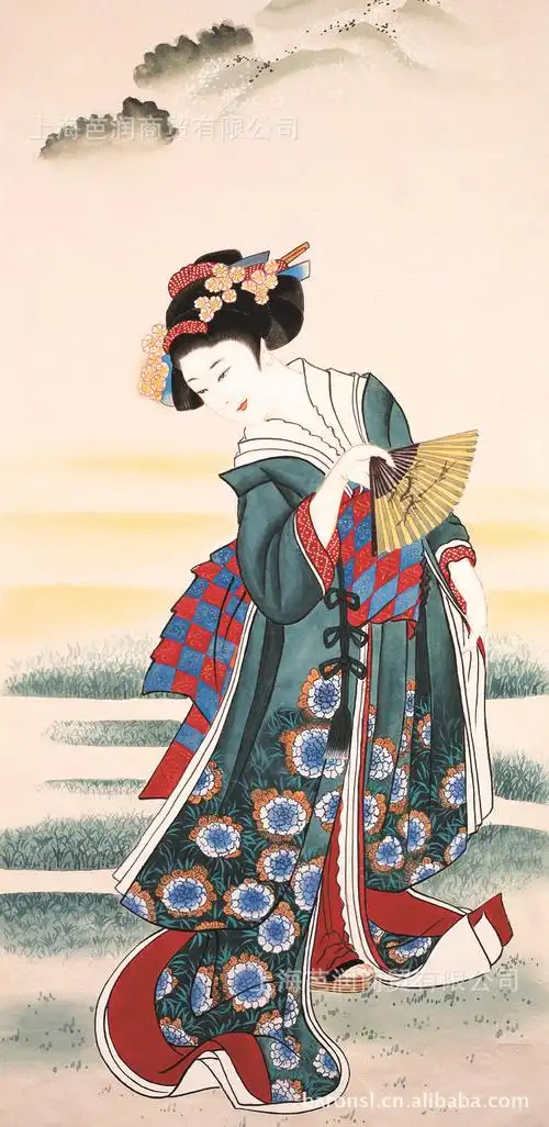 日本仕女图壁画,日本人物民俗墙纸cej010