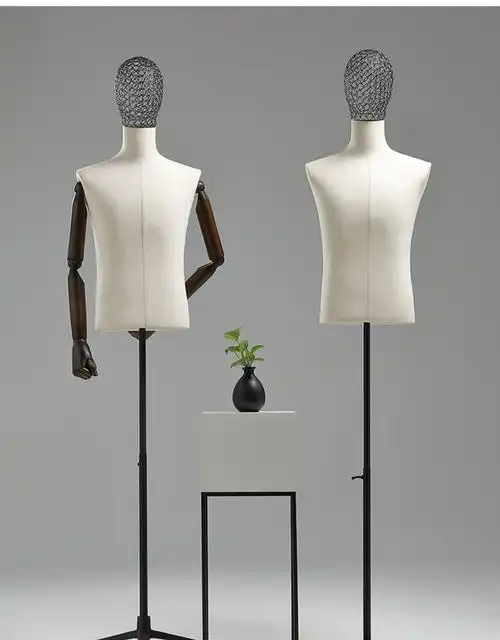 服装店模特道具男半身高档万向轮带头模特架子男装橱窗人台展示架