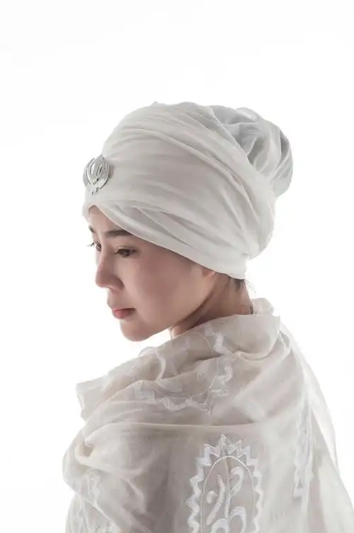 印度昆达里尼纯棉白色包头巾黄蓝绿粉紫色头纱瑜伽萨古鲁头巾围巾