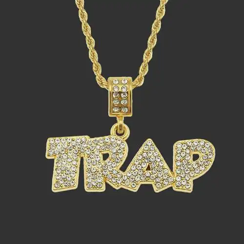 个性欧美嘻哈歌手创意字母吊坠项链 hiphop街头炫酷镶钻配饰项坠