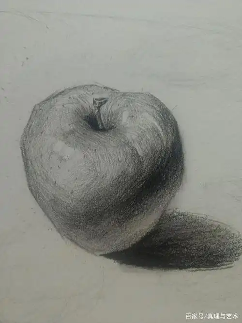 总结:画苹果,要在头脑中想象苹果的立体感,这是一个三维立体构成,上中