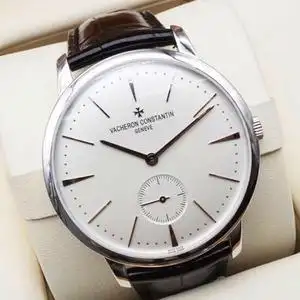 江诗丹顿传承系列18k白金透底机芯手动机械手腕表男