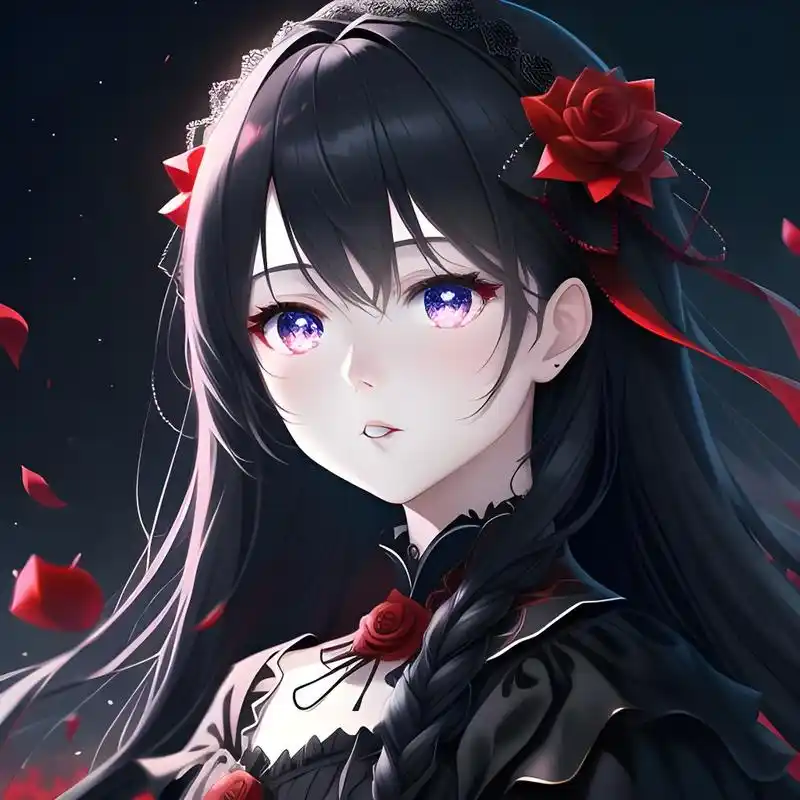 暗黑系玫瑰女孩头像[比心][比心] #头像# #二次元美图#  #百度ai绘图