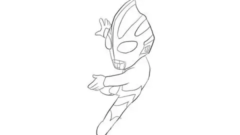 简单帅气的q版高斯奥特曼儿童卡通简笔画