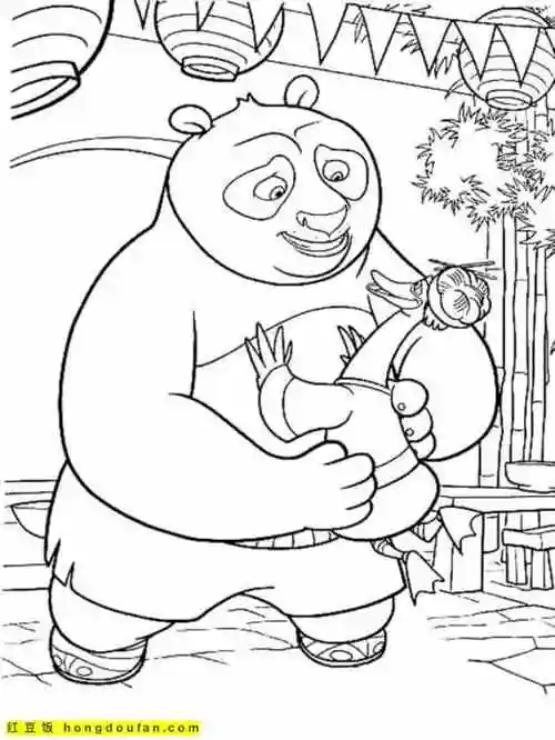 起战斗吧功夫熊猫神奇功夫涂色图片免费下载-红豆饭小学生简笔画大全