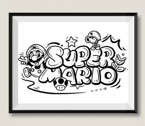 黑白简笔画涂鸦