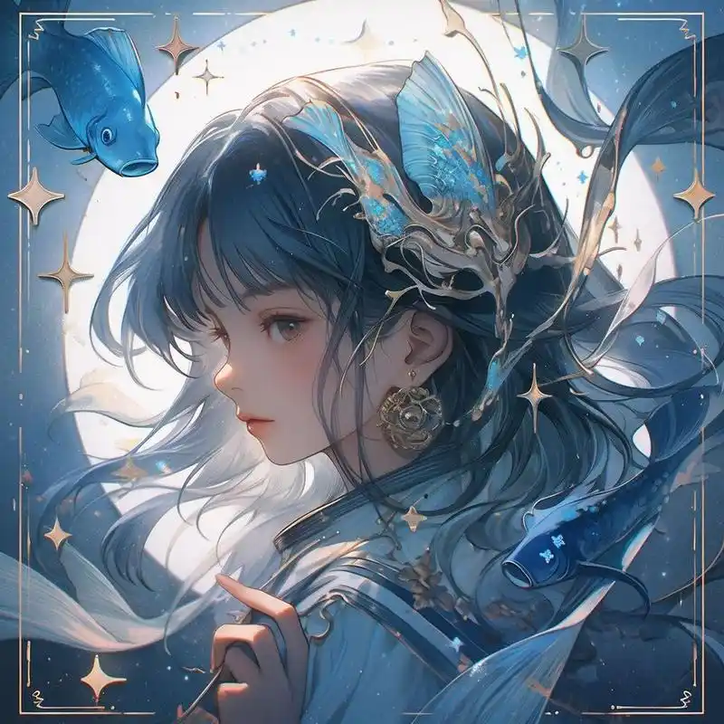 midjourney | 十二星座-双鱼女孩星座头像 咒语如下「喜欢的点下赞和