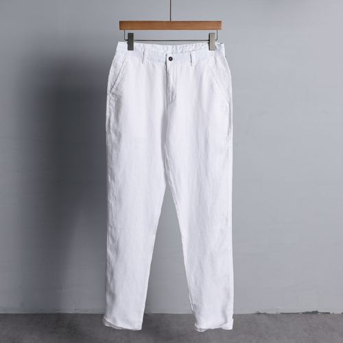 诚景港风亚麻裤男年新款纯亚麻男亚麻男士休闲裤宽松直筒裤男装裤子男