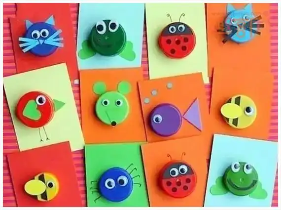 创意瓶盖作品图片大全 可爱的的包包 七星瓢虫 螃蟹