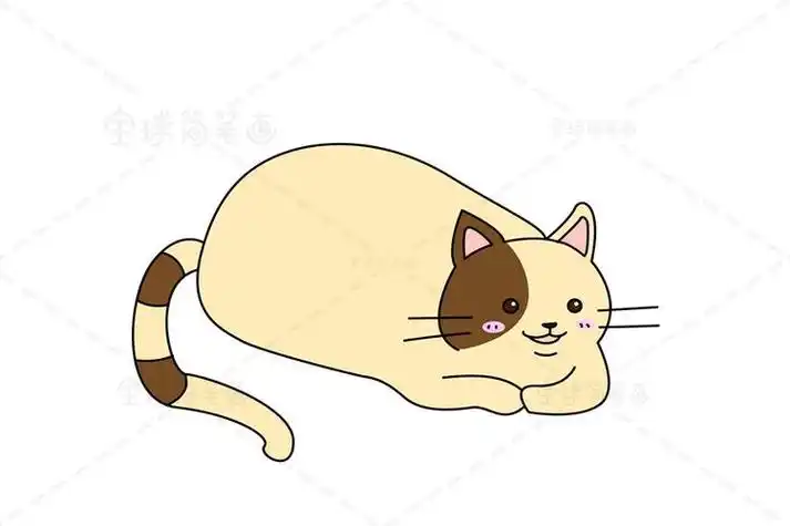 第四步给画好的猫涂上颜色趴着的猫简笔画就完成了