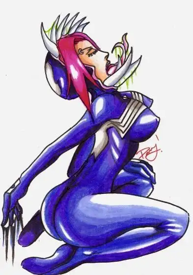 萌萌哒q版女变成毒液简笔画