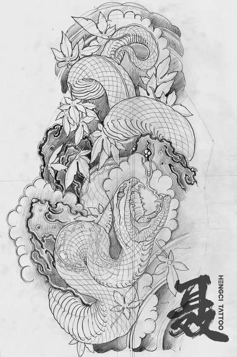 青蛇.#tattoo #花臂 #手稿分享 #作品分享  分享 - 抖音