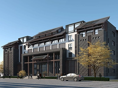 3d新中式办公楼模型