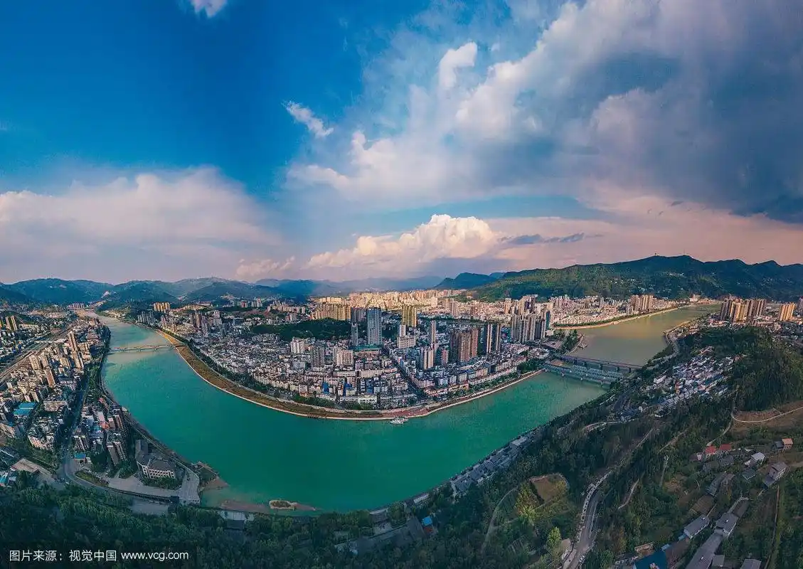 四川广元城市风光航拍