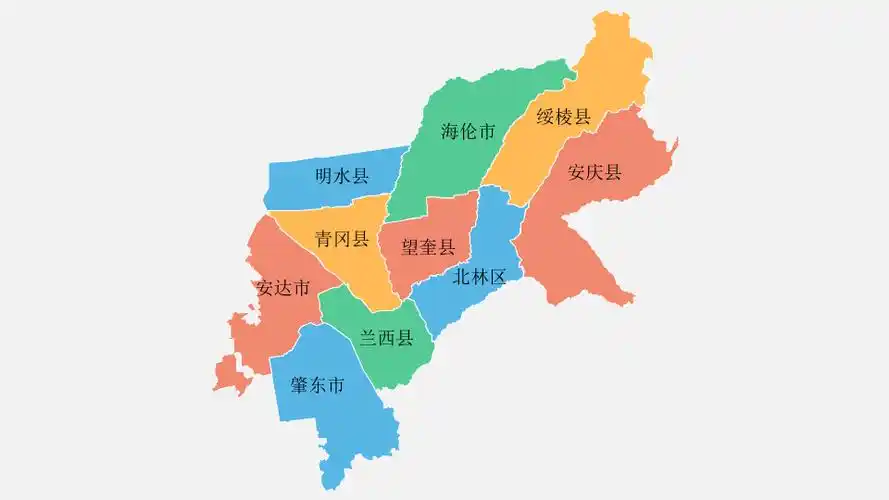 绥化地图高清矢量可填充编辑ppt模板(精美)
