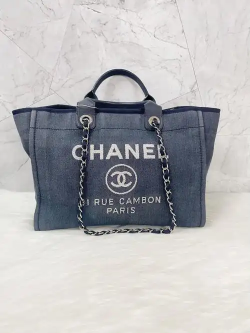 99新 chanel香奈儿沙滩牛仔帆布单肩手提包   没卡24开 实用又好看