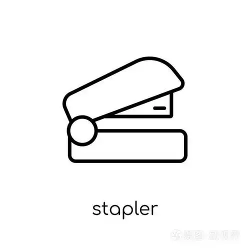 时尚现代平面线性向量订书机图标在白色背景从细线电子学习和教育汇集