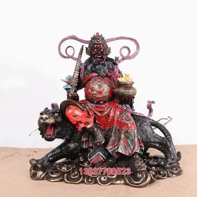 纯铜赵公明精工铜像黑虎灵官财神铜像赵大元帅神像铜器工艺摆件
