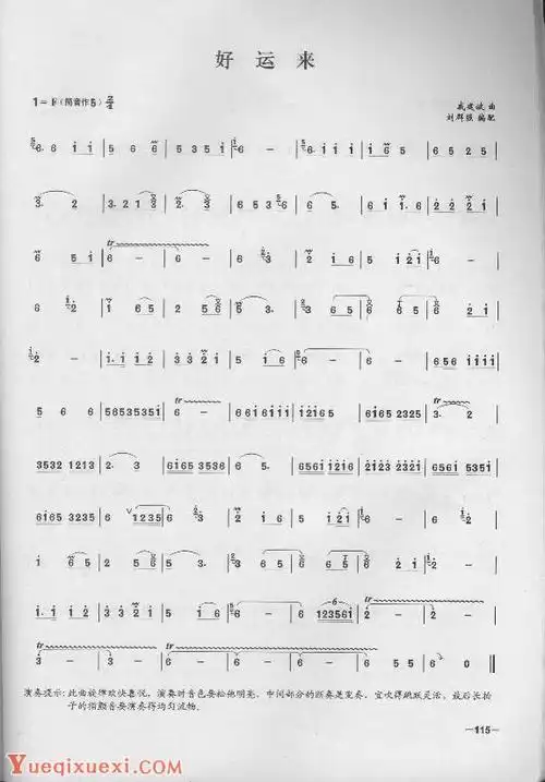 简单易学的竹笛独奏曲《好运来》戚建波 曲