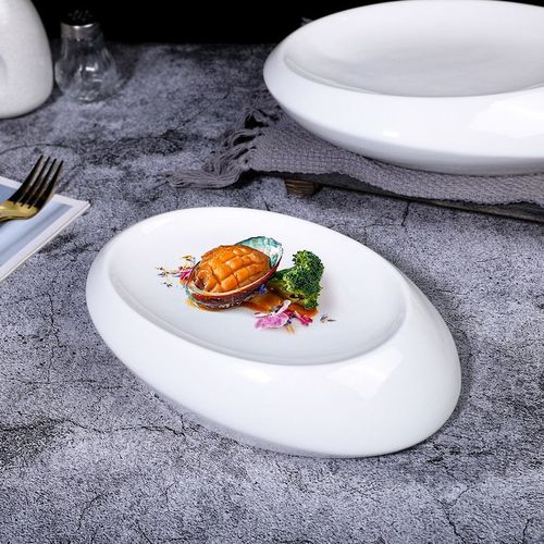 高档酒店餐厅会所餐盘冷菜热菜通用餐具创意不规则意境菜糕点盘子