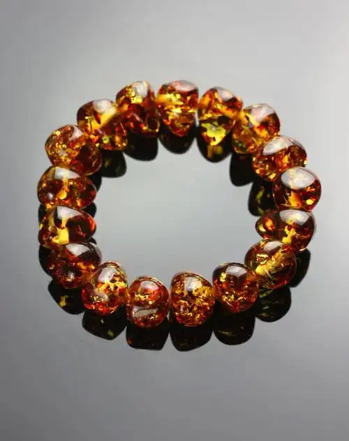 花色人工琥珀花珀随形手链